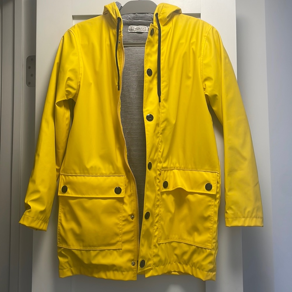 Petit Bateau Yellow Hooded Utility Rain Jacket